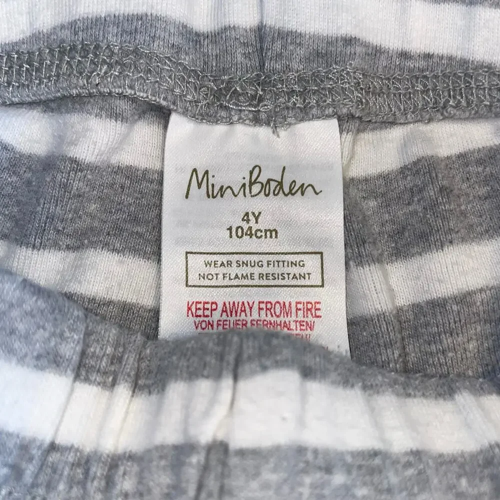 Mini Boden Kids Sz 4 104 cm Pajama Bottoms Jogger Pants Stripe Unisex Sleepwear